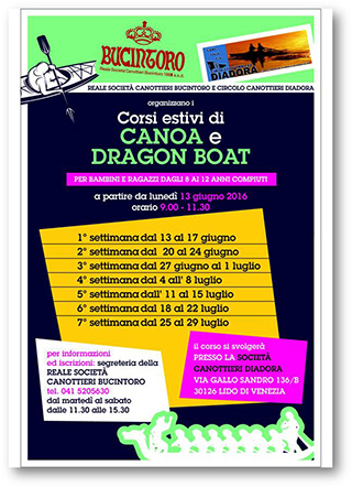 Corsi estivi di canoa e dragon boat, per bambini e ragazzi dagli 8 ai 12 anni